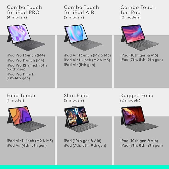 Logitech Combo Touch iPad Air 11 inch Case M2, iPad M3 & Air Keyboard Case - Image 6