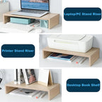 TEAMIX 20 Inch Wood Monitor Stand Riser, Wooden Desktop Stand - Image 3