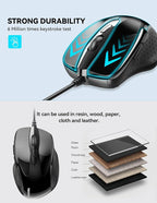 TECKNET USB Wired Mouse, 6-Button Corded Mouse - Image 3