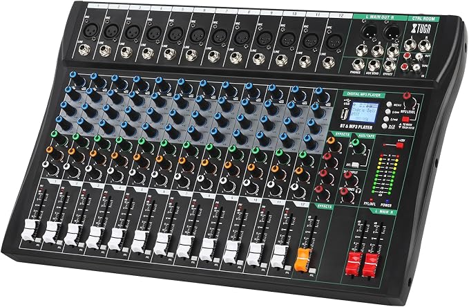 XTUGA 12 Channel Audio Mixer Sound Board Mixing Console, Audio Interface PC USB by XTUGA