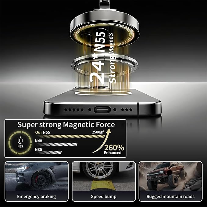 360° Vacuum Suction Cup Magnetic Car Phone Holder, Foldable Portable Magnetic - Image 3