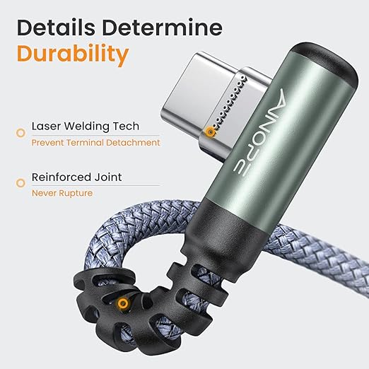 AINOPE 2-Pack USB to USB C Cable 3.1A Fast Charge, Right Angle Type C Charging - Image 6