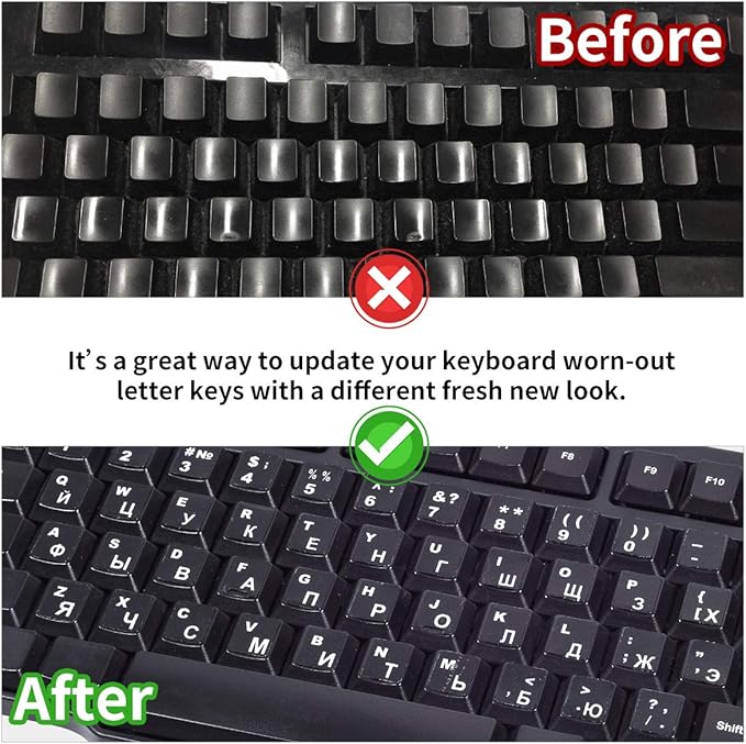 2PCS Russian Keyboard Stickers, Russian-Englsih Keyboard Letters Replacement - Image 5