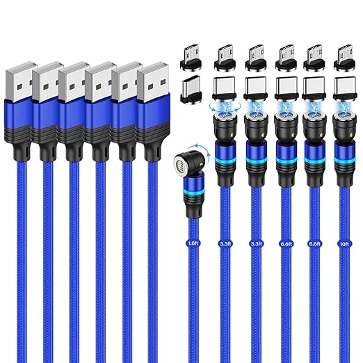 Magnetic Charging Cable 540° Rotation Magnet Phone Charger USB C Cable 3A Fast by Losuesme