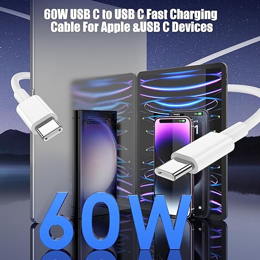 3-Pack 60W USB C to USB C Cable, Type C to Type C Cable, Fast Charging Cable - Image 3