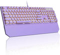 MageGee Typewriter Mechanical Gaming Keyboard, Retro Punk Purple Round Keycaps by MageGee