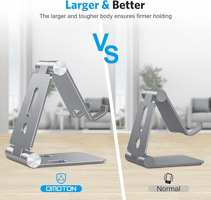 OMOTON Foldable Cell Phone Stand, C4 Portable Aluminum Phone Holder, Adjustable - Image 2