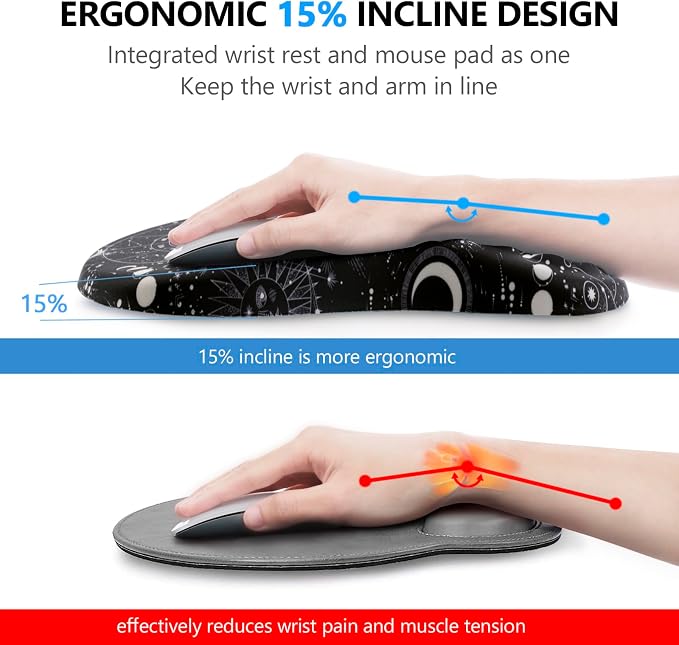 Mouse Pad Wrist Support, 2 in1 Keyboard Wrist Rest+ Ergonomic Mouse Pad - Image 2