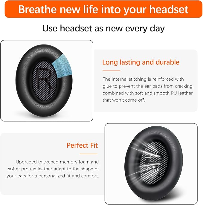 Replacement Ear Pads for Bose QC45/35/25/15/QC2/Ae2/Ae2W/Sound Link/Sound True - Image 3