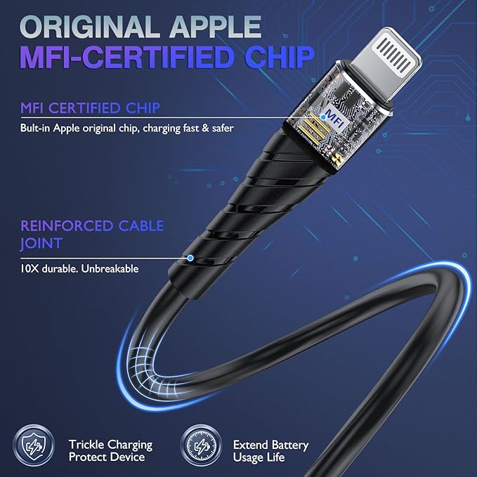 OIITH MFi Certified for iPhone Charger Cable 3 Pack 10 Ft, Extra Long for - Image 2