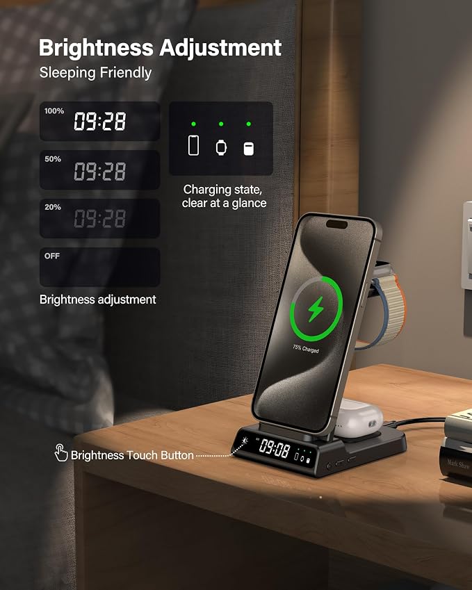 leChivée Wireless Charger for Apple Devices, 3 in 1 Wireless Charging Station - Image 3
