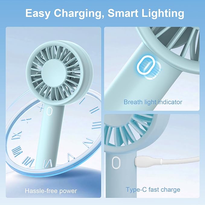 Portable Handheld Fan, USB Personal Fan Rechargeable Battery Operated 10H - Image 7
