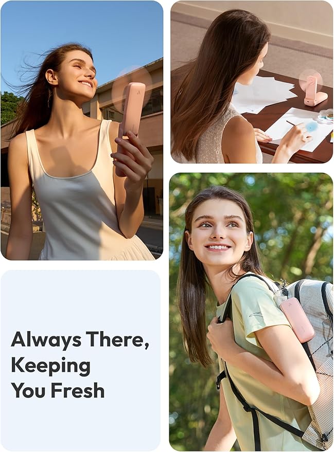 Aecooly Slim Portable Fan with Mirror, Thin Handheld Fan, USB Rechargeable Mini - Image 4