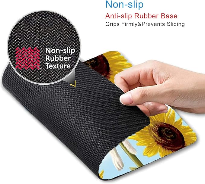 Cats and Sunflowers Mouse Pad Non-Slip Rubber Base Gaming MousePads - Image 3