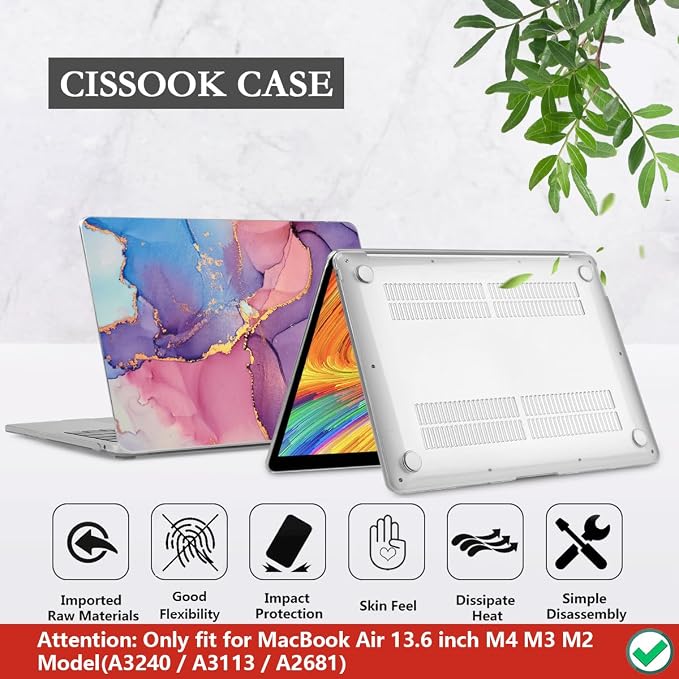 CISSOOK Compatible with MacBook Air 13.6 inch Case 2025 2024 2022 Release M4 M3 - Image 6