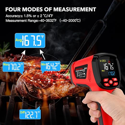 MESTEK Infrared Thermometer Temperature Gun, -40℉~3632℉, Non Contact Digital - Image 6