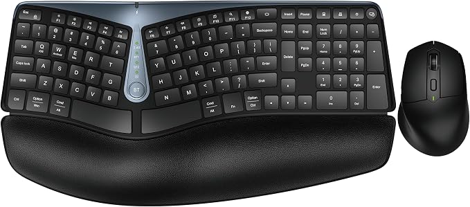 Ergonomic Wireless Keyboard Mouse Combo, MK835 Wave Keys Bluetooth/2.4G Split - Image 8