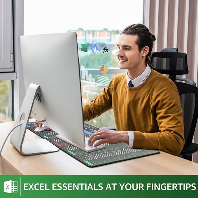 KTRIO Excel Shortcuts Mousepad Desk Mat, Superior Micro-Weave Cloth - Image 2