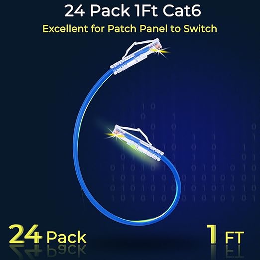Rapink Patch Cables Cat6/ Cat6a 1ft Slim, Cat6a Ethernet Patch Cable 10G Support - Image 2