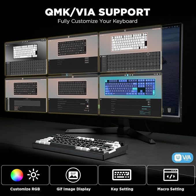 YUNZII AL80 Wireless Mechanical Keyboard, Full Aluminum CNC, Smart LCD Display - Image 3