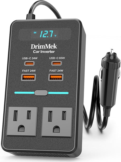 300W Car Power Inverter, DC 12V to 110V AC Car Plug Adapter by DrimMek