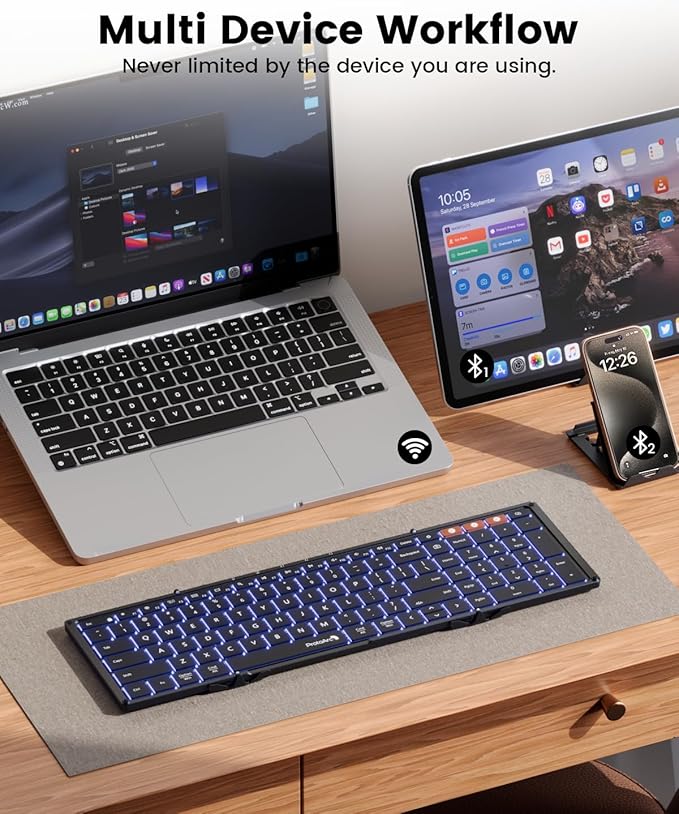 ProtoArc Backlit Foldable Keyboard, XK01 Plus Folding Portable Bluetooth - Image 5