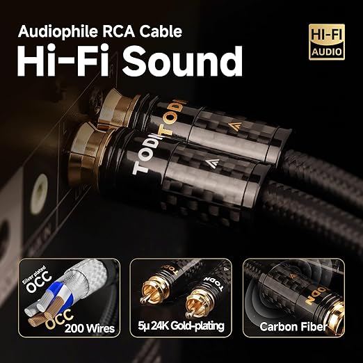 TODN Hi End RCA Cables Audiophile RCA to RCA Stereo HiFi Audio Cable - Image 6