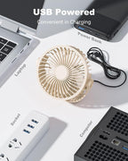 USB Desk Fan, 5 Inch Mini Portable, 3 Speeds Strong Airflow Personal Desktop - Image 4