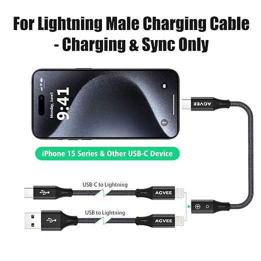 AGVEE 2 Pack 4 inch Lightning Female to USB C Male PD Adapter, 27W Fast Charger - Image 2