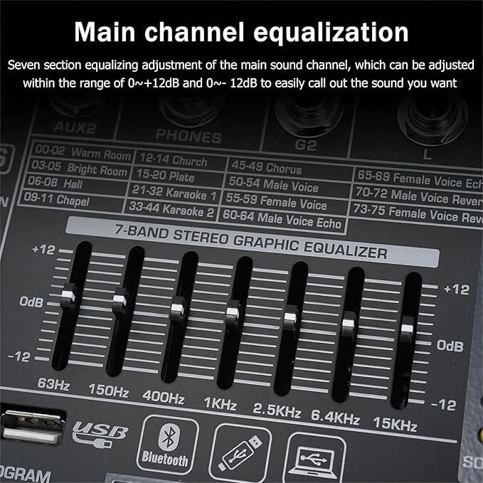 W IN-MIX DX16 Professional DJ Audio Mixer 16 Channel - Image 5