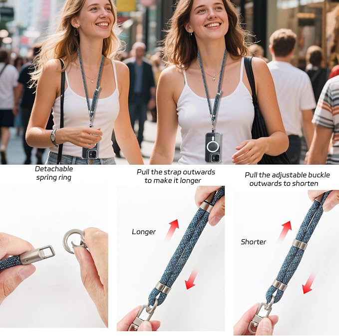 3-in-1 Adjustable Phone Lanyard Crossbody Cell Phone Neck Strap Universal - Image 6