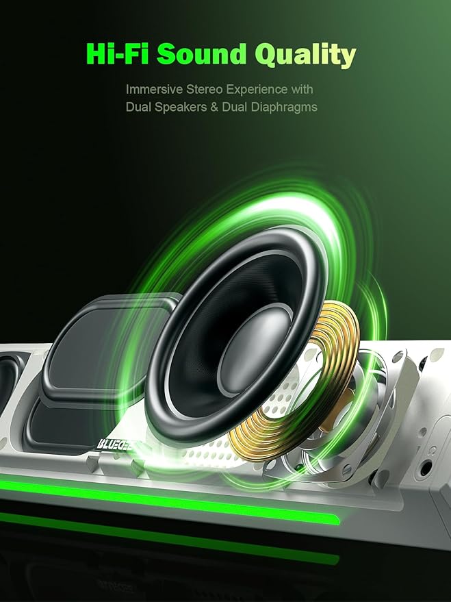 Bluedee Computer Speakers, HiFi Stereo, 3.5mm Aux-in Connection, USB Powered - Image 3