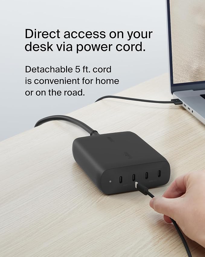 Belkin 4-Port USB C Charger Block, 200W GaN Multi-Port Charger USB-C PD 3.1 - Image 4
