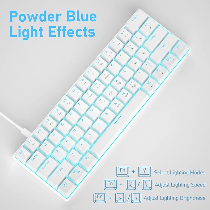 60% Mechanical Gaming Keyboard, Detachable Type-C Cable Mini Keyboard - Image 2