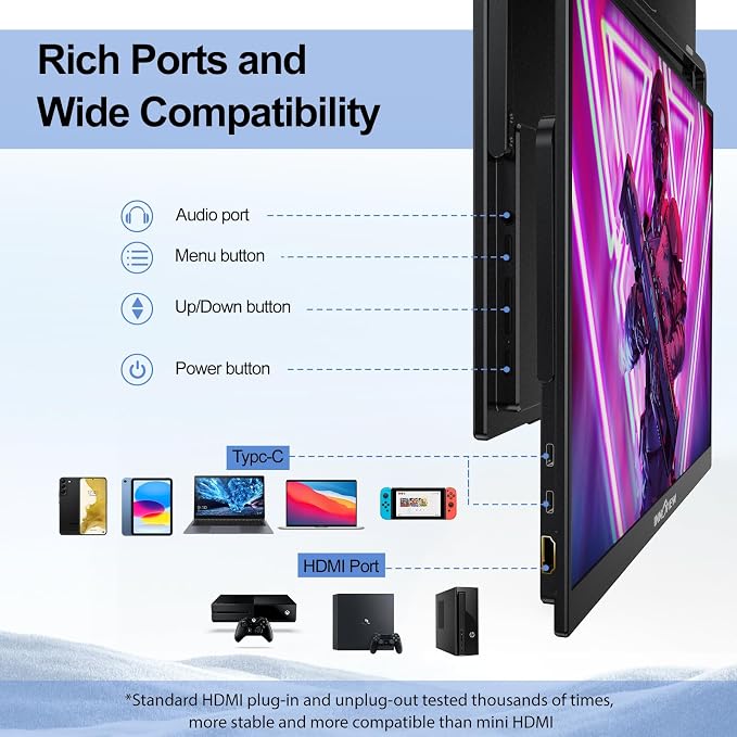 InnoView 18 Inch 260Hz Portable Gaming Monitor, 2K QHD 100% DCI-P3 Portable - Image 6
