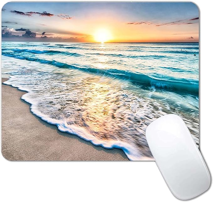 Beach Sunset Mouse Pad, Cute Mouse pad, Custom Small Mouse Pads by CANFLASHION