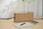 PEMAR Natural Rattan Wicker Cable Management Box, Cable Organizer, 2 Open Slots - Image 2