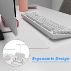 Wireless Keyboard Mouse Combo, 104 Keys Cute White Keyboard - Image 6