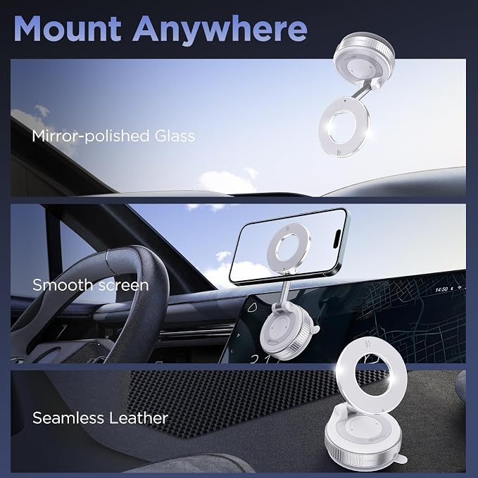 Vacuum Magnetic Phone Holder for Car Suction Cup Phone Mount Adjustable Suction - Image 4