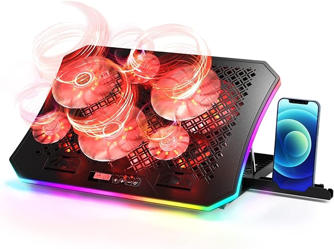Laptop Cooling Pad, KeiBn RGB Lights Laptop Cooler 6 Fans by KeiBn-BornforyouBurntoever