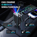Car Charger with Starlight, 66W USB C Fast Car Charger Adapter, 4 in 1 - Image 4