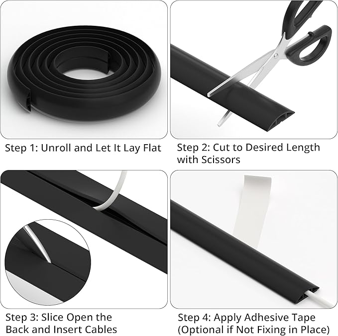 ZhiYo 3.6ft Cord Covers for Wires on Floor, Cord Hider Floor Hide Extension - Image 5