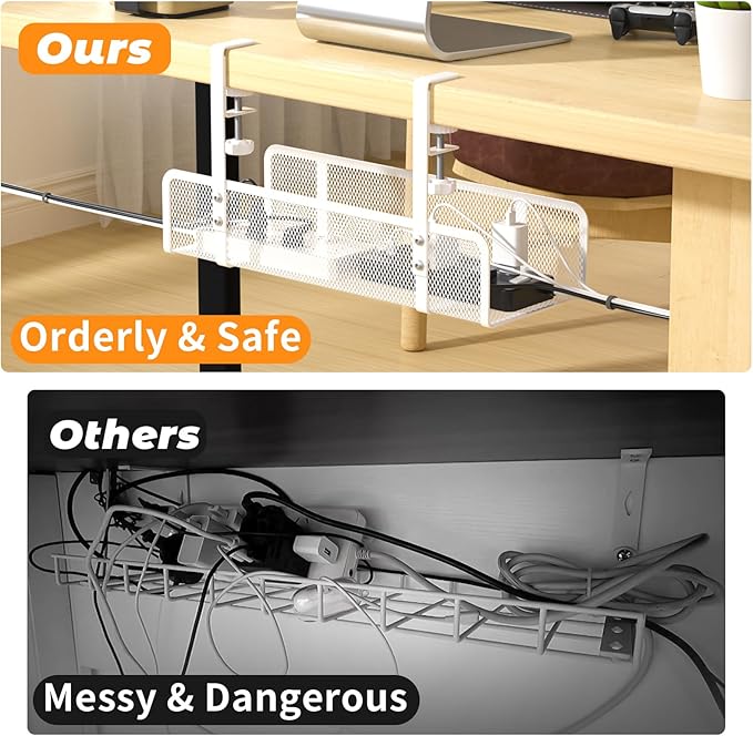 Under Desk Cable Management Tray, Wire Management Desk Cable Organizer Cable - Image 2