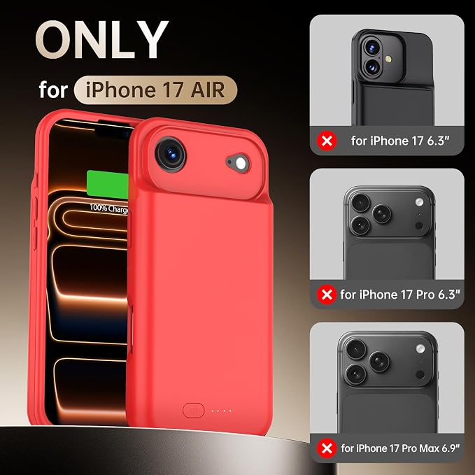 GIN FOXI Battery Case for iPhone 17 AIR, Charging Case Charger 8500mAh - Image 2
