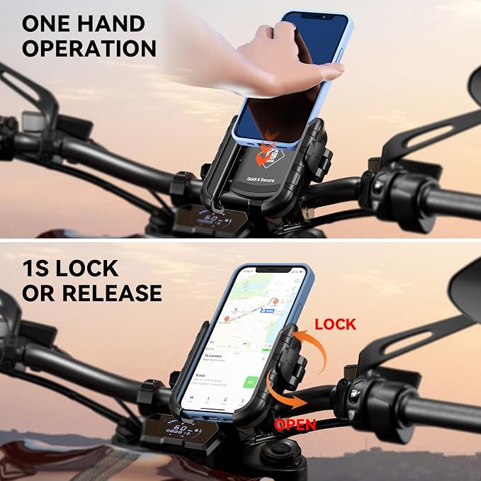Kewig Motorcycle Phone Mount Holder- Bike Phone Mount Handlebar Clamp, Bicycle - Image 3