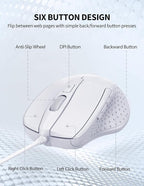 TECKNET USB Wired Mouse, 6-Button Corded Mouse - Image 6