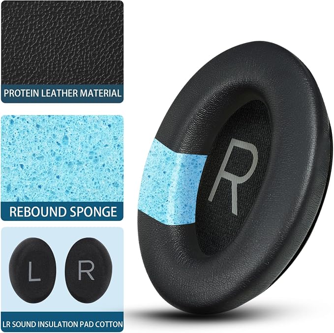Headphones Replacement Ear Pads, Protein Leather earpad Cushions - Image 3
