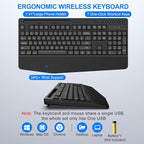 EDJO Wireless Keyboard and Mouse Combo, Full-Size Ergonomic Wireless Computer - Image 6