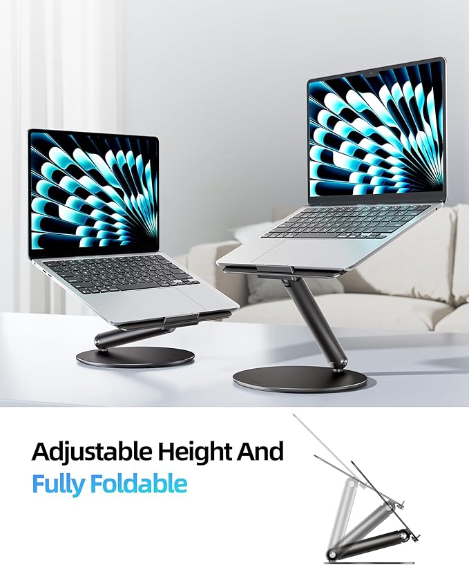 LULULOOK Laptop Stand for Desk, Full Aluminum Computer Stand, 360 Rotating - Image 3