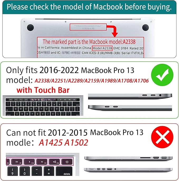 Teryeefi for MacBook Pro 13 inch Case M2 M1 2022 2020-2016 Release, Plastic - Image 2